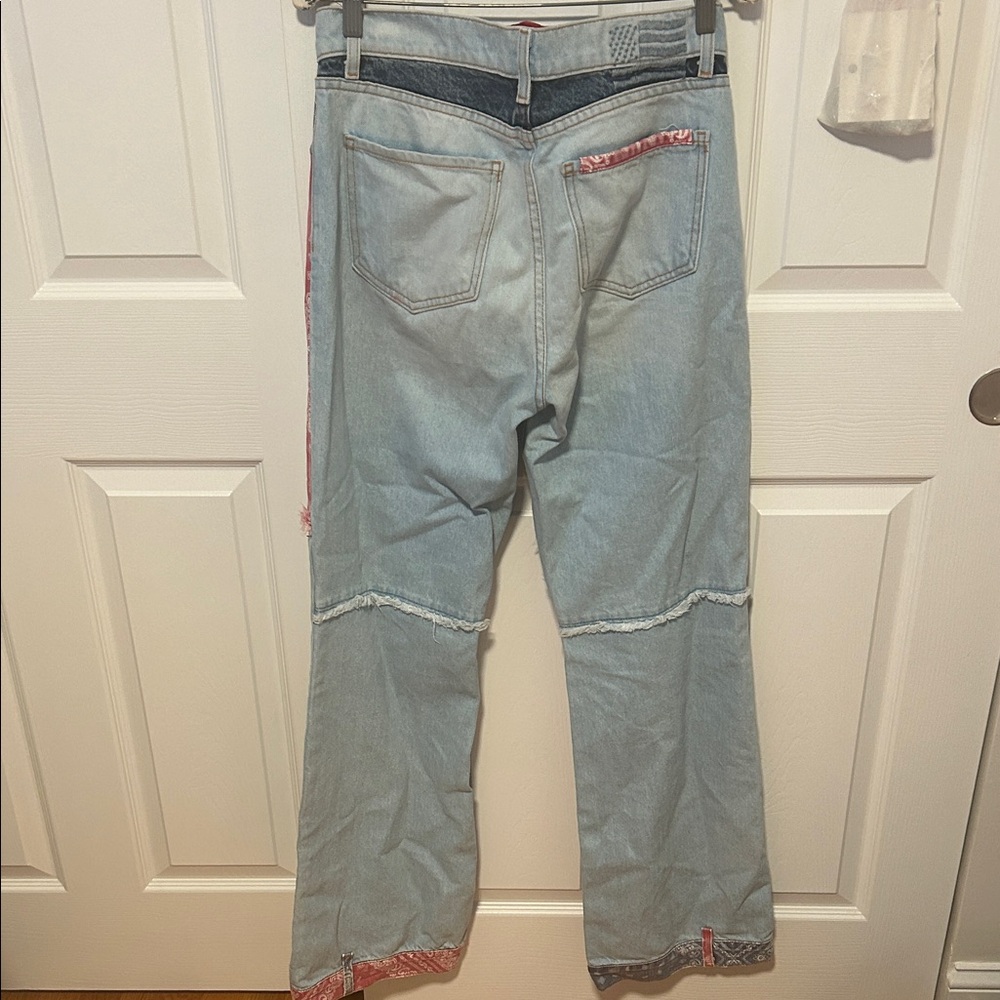 Revice Patchwork Straight Leg Jeans With Red And … - image 3